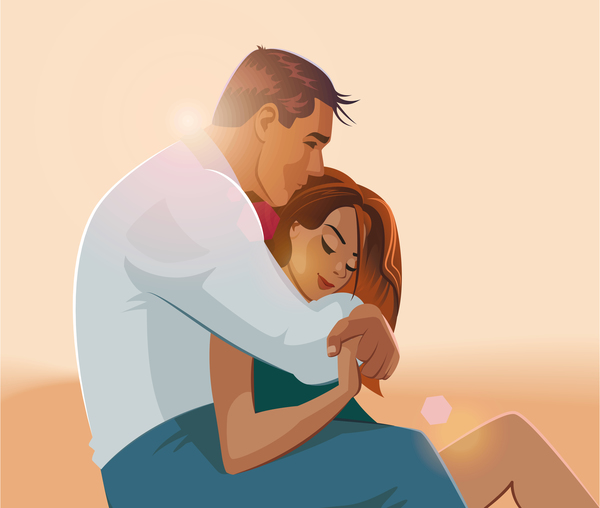 Embraces love couple vector material 08  