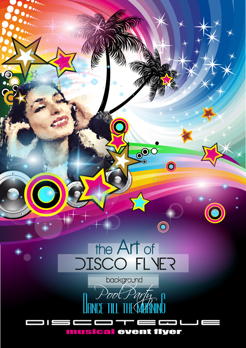 Fashion club disco party flyer template vector 06  