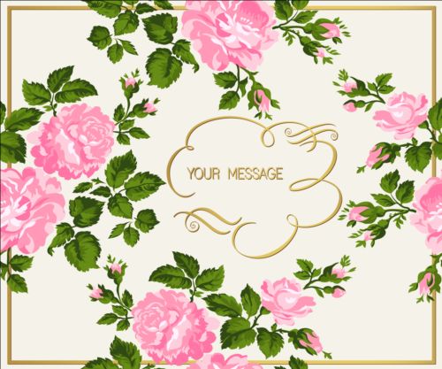 Gold calligraphy decoration with rose background vector 02  