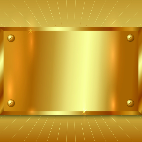 Gold metal board background vector  