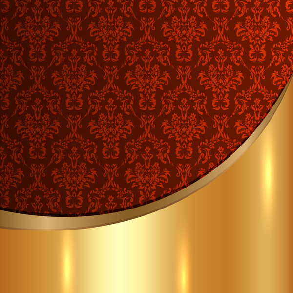 Goldgemälter Metall-Hintergrund mit Dekordmustern Vektormaterial 12  