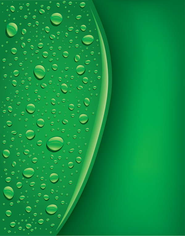 グリーン ドロップと緑の背景のベクトル  