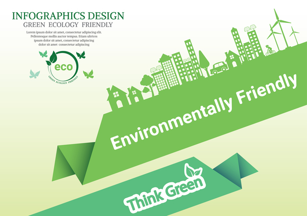 緑色のエコロジー フレンドリーなインフォ グラフィック デザイン ベクター 01  