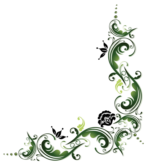 Green ornaments floral design 01  