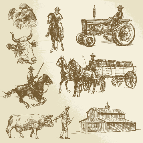 Hand drawn agriculture with farm vectors 05  