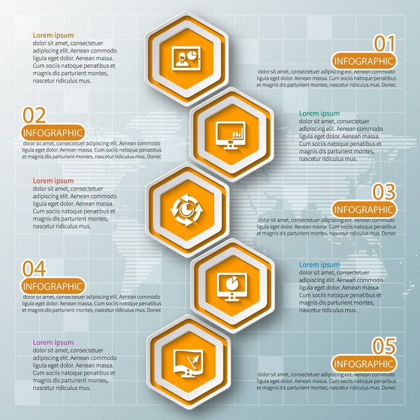 Honeycomb business infographics template vectors set 03  