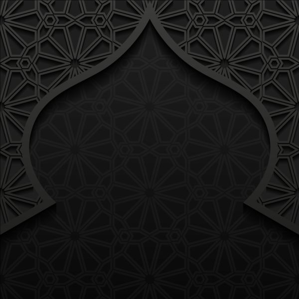 Islamic mosque with black background vector 02  
