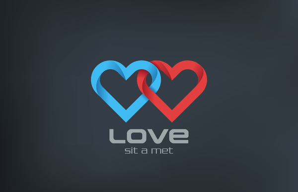 Love heart logo design vector  