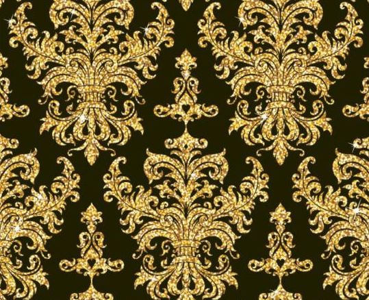 Luxury golden decor pattern vectors set 14  