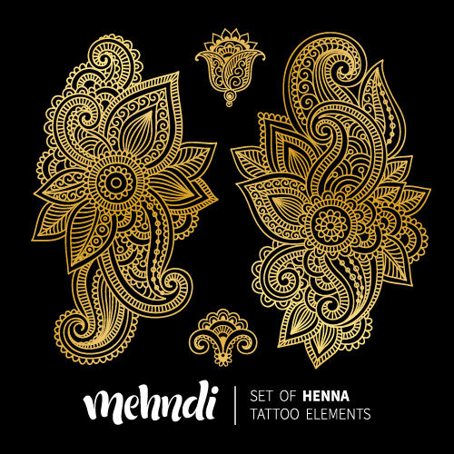 Mehndi styles henna tattoo elements vector 13  