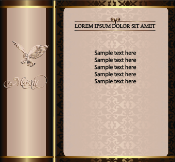 Golden frame menu cover design vector 01  