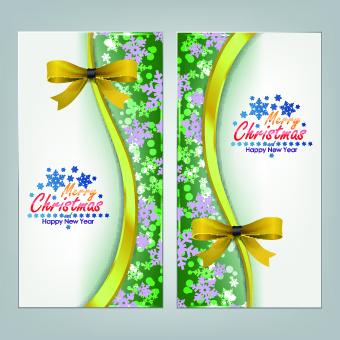 2014 Merry Christmas bow cards design vector set 01  