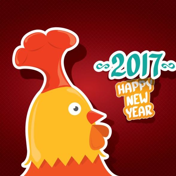 Nieuw jaar 2017 van de Haan sticker vector 07  