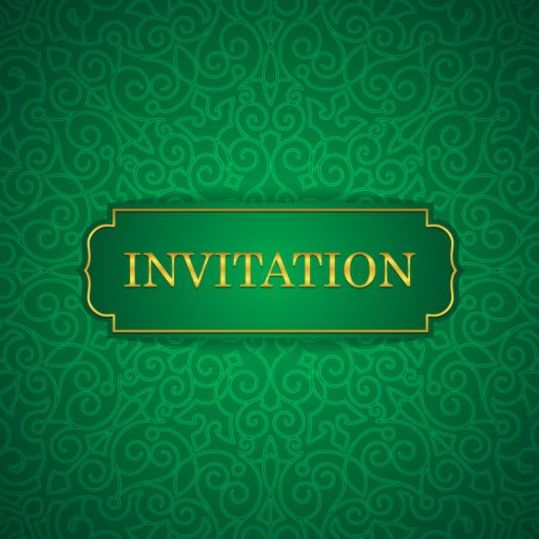 Orante grüne Hochzeits-Einladungskarten Design Vektor 07  
