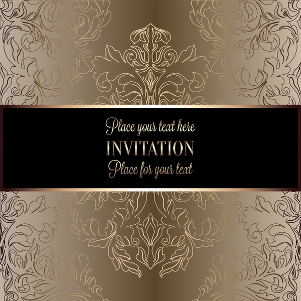 Ornate floral invitation card with luxury background vector 02  