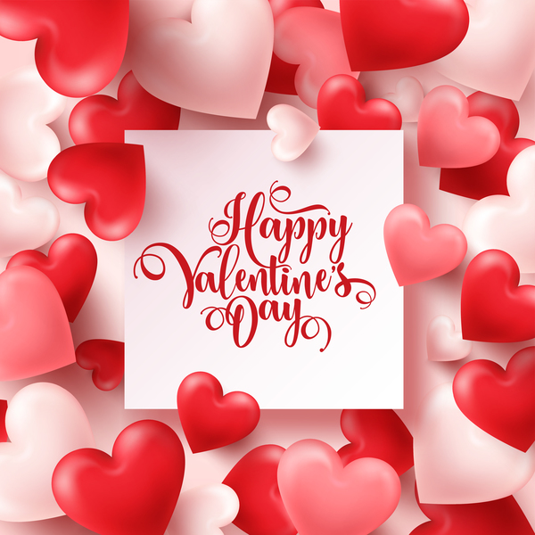 Paper valentine day card with heart shape vector 03  