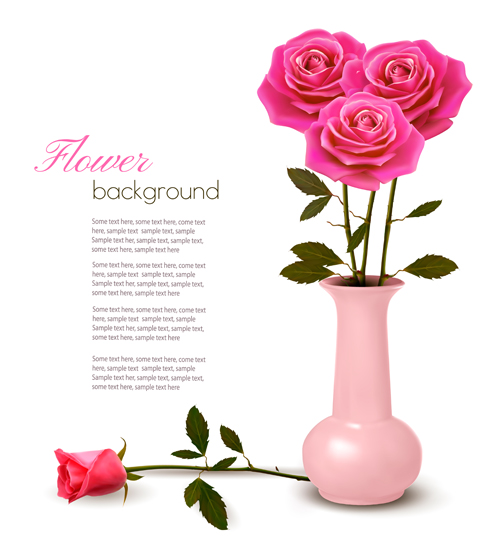 Pink rose beautiful background vectors 01  