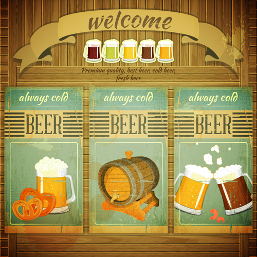 Pub beer menu retro style vector 01  