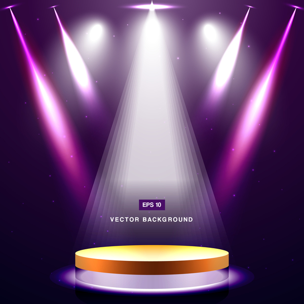 Purple spotlight with stage background vector 01  