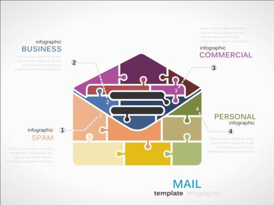 Puzzle with infographic template vectors 07  