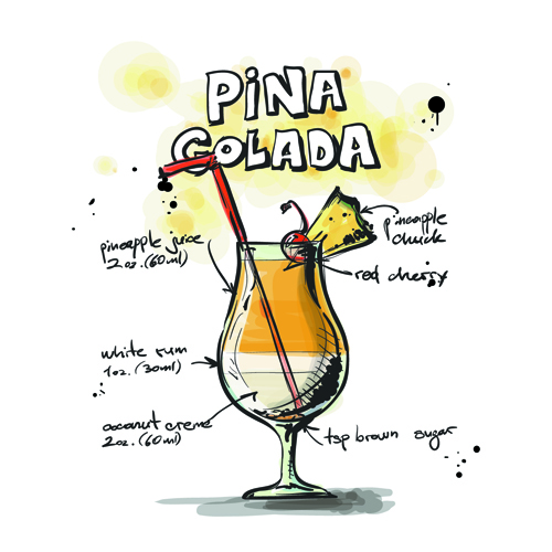 Hand Drawn Cocktails Recipes vector 04  