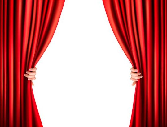 Red curtain background with hand vectors  