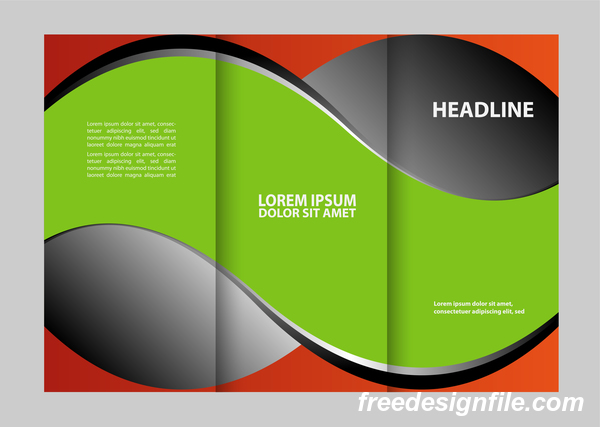 Red with black and green cover for flyer with brochure vector 07  
