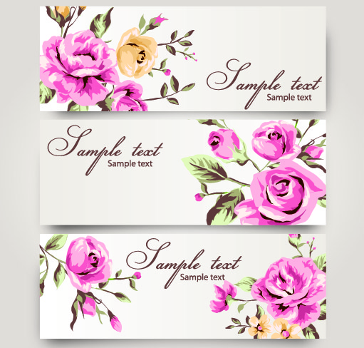 Retro rose with banner design vector  