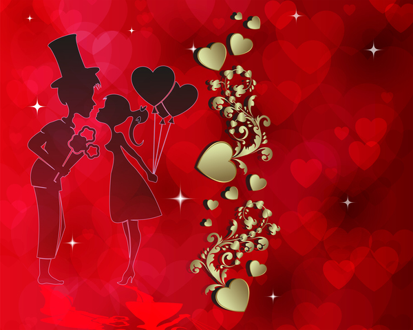 Romantische Valentinstagkarte mit Liebhabervektormaterial 04  