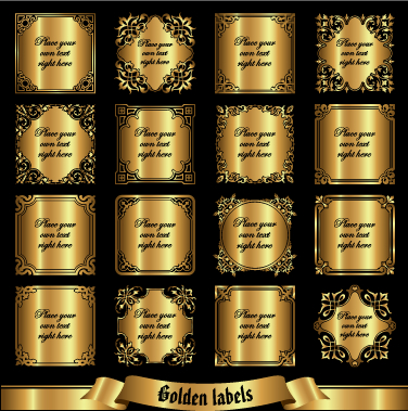 Shiny golden label luxury design vector 02  