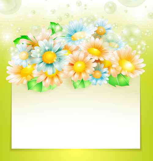 Shiny spring flowers creative background vector 01  