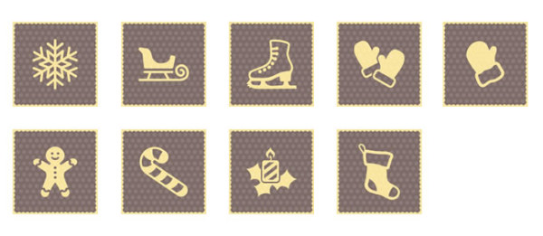 Square christmas icons set 02  