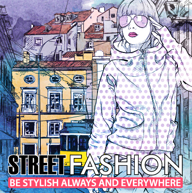 Street stylish everywhere hand drawing background vector 16  
