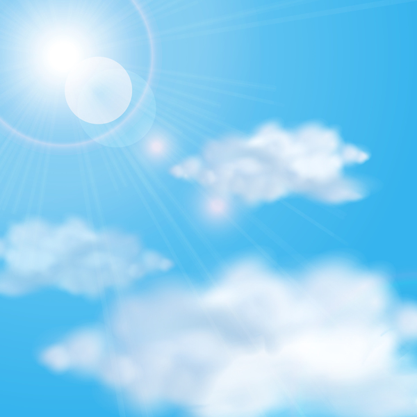 Sunlight and clouds with sky background vector 03  