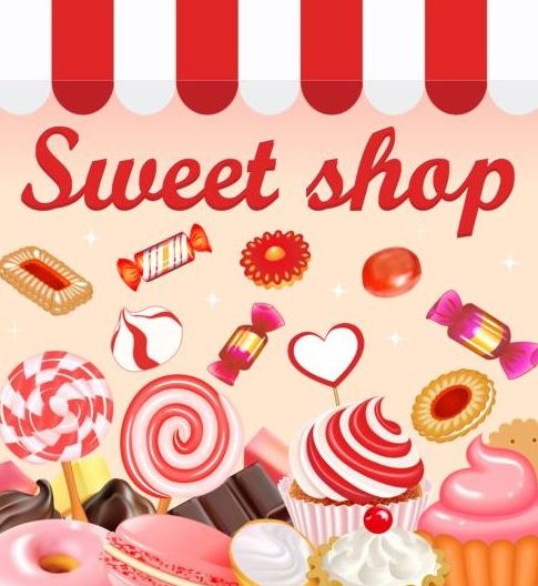 Sweet Shop vektor bakgrund  