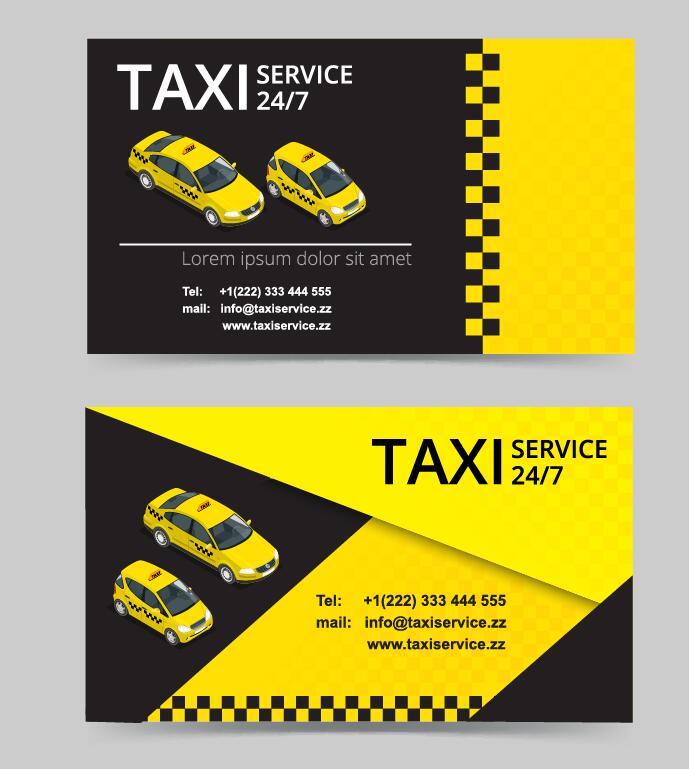 タクシーサービス名刺テンプレートベクトル  