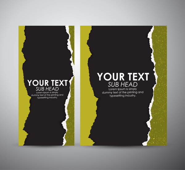 Torn paper brochure cover and vertical banner vector 09  