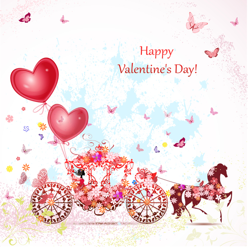 Valentine Day Romantic coach vector 04  