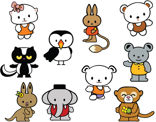 Various Cartoon Animals Vector set  