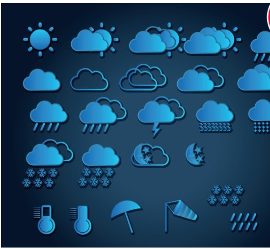 Weather icon blue vectors  