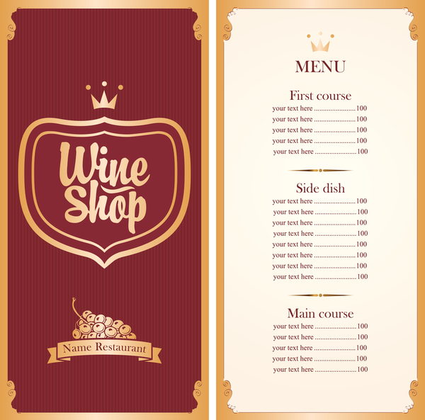 Wine menu list template vector material 01  