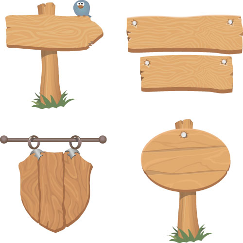 Wooden signs design vectors set 04  