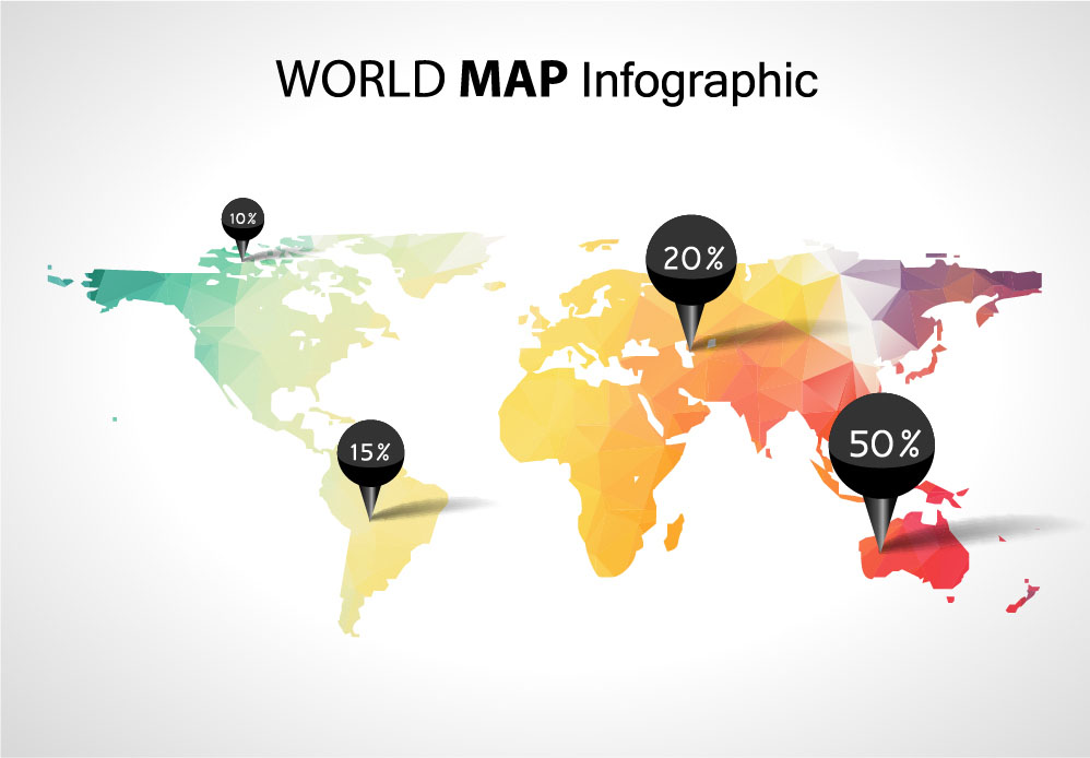 World map with business infographic vector 05  
