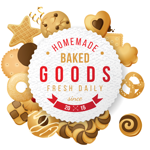 baked goods cookie background vector  