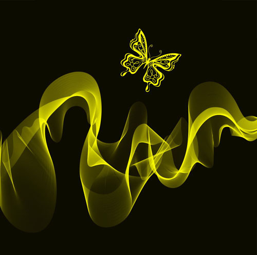 Black Background with Bright butterfly vector graphic 02  