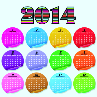 Simple 2014 calendar design vector set 01  