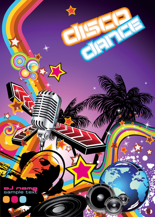 Disco party Flyer cover design vector 03  