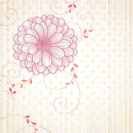 Cute floral art background vector material 04  