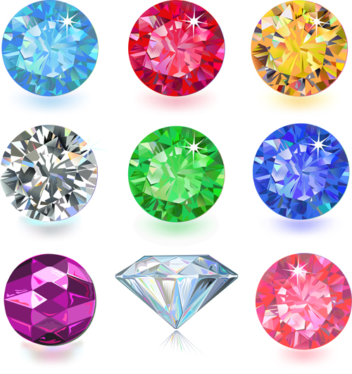 Colorful Gems design vector 04  