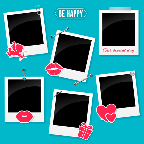 happy love photo frame vector  